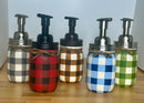 Buffalo Plaid Mason Jar Soap Dispenser / Mason Jar Bath Decor / Painted Mason Jars