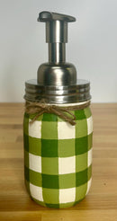 Buffalo Plaid Mason Jar Soap Dispenser / Mason Jar Bath Decor / Painted Mason Jars