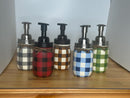 Buffalo Plaid Mason Jar Soap Dispenser / Mason Jar Bath Decor / Painted Mason Jars