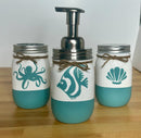 Ocean Mason Jar Bathroom Set / Ocean Bath Set / Painted Mason Jars