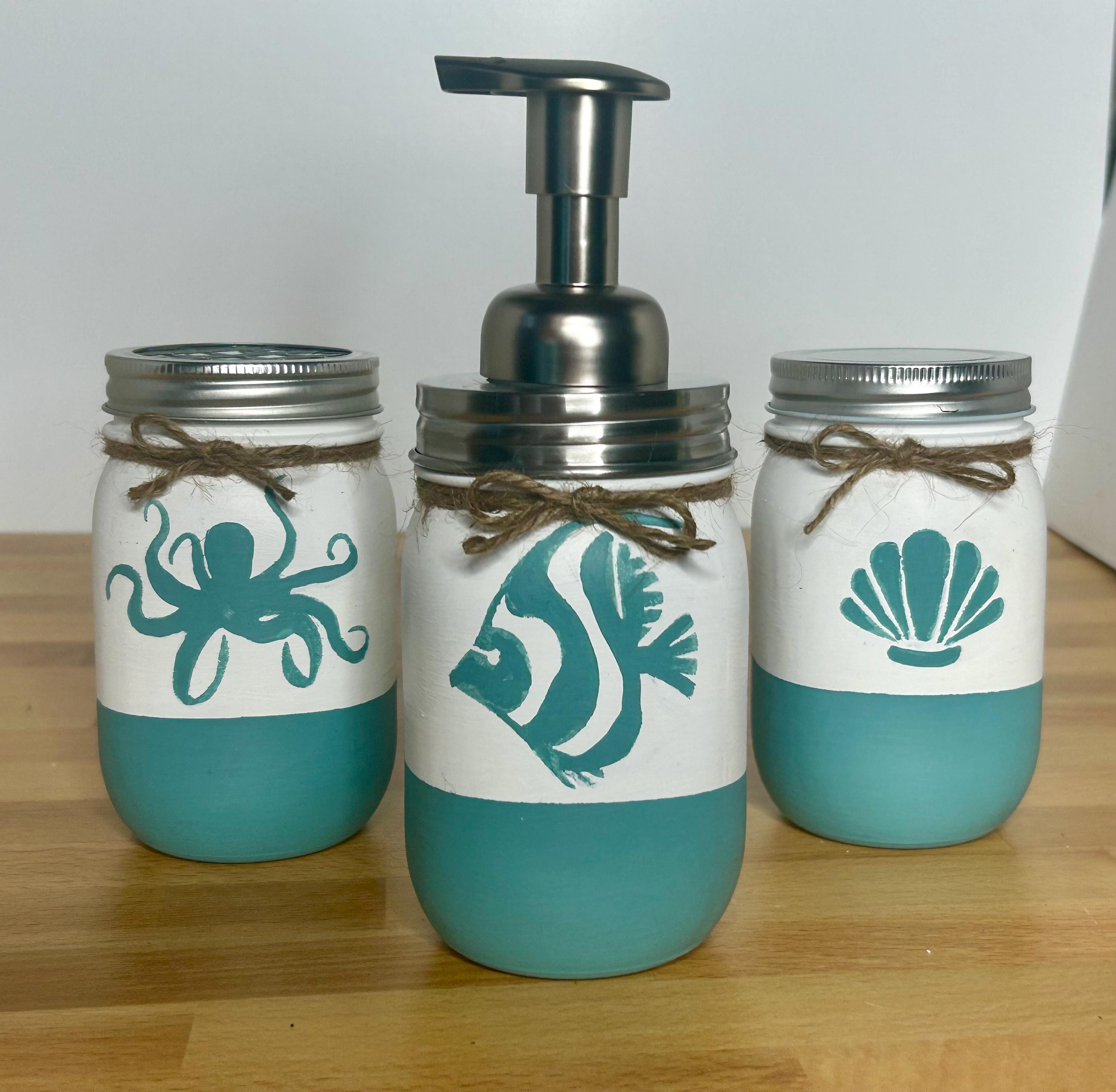 Ocean Mason Jar Bathroom Set