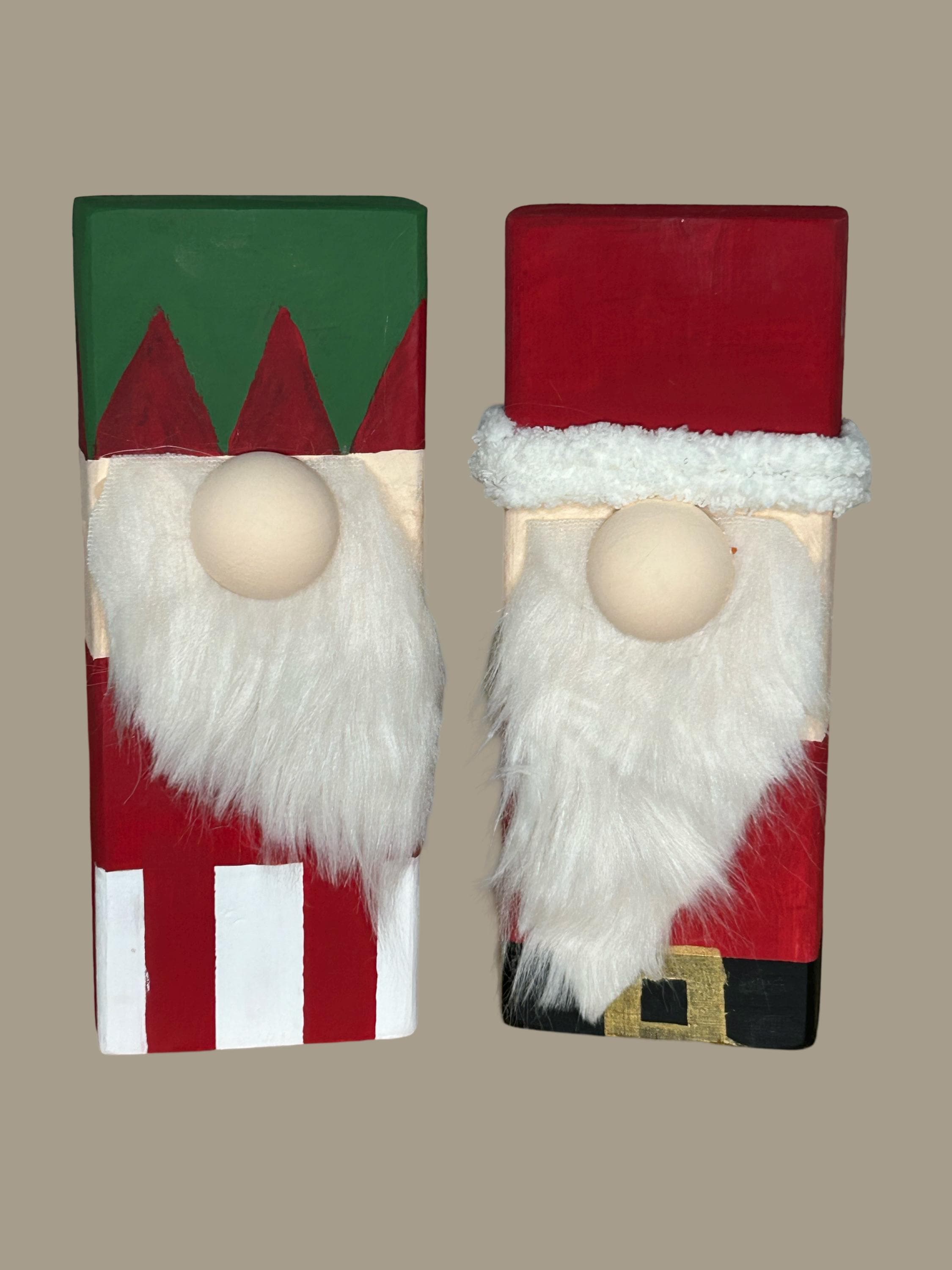 Christmas Gnome Wood Blocks / Santa Gnome / Elf Gnome