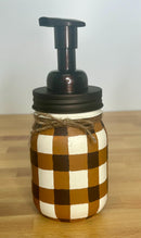 Buffalo Plaid Mason Jar Soap Dispenser / Mason Jar Bath Decor / Painted Mason Jars