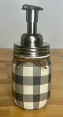 Buffalo Plaid Mason Jar Soap Dispenser / Mason Jar Bath Decor / Painted Mason Jars