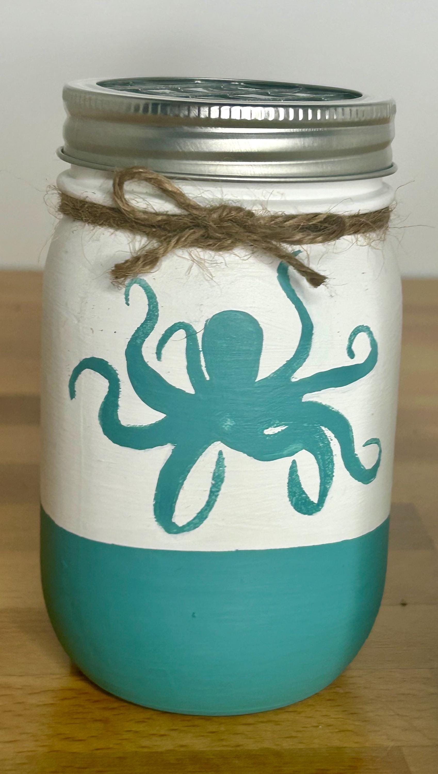 Ocean Mason Jar Bathroom Set / Ocean Bath Set / Painted Mason Jars