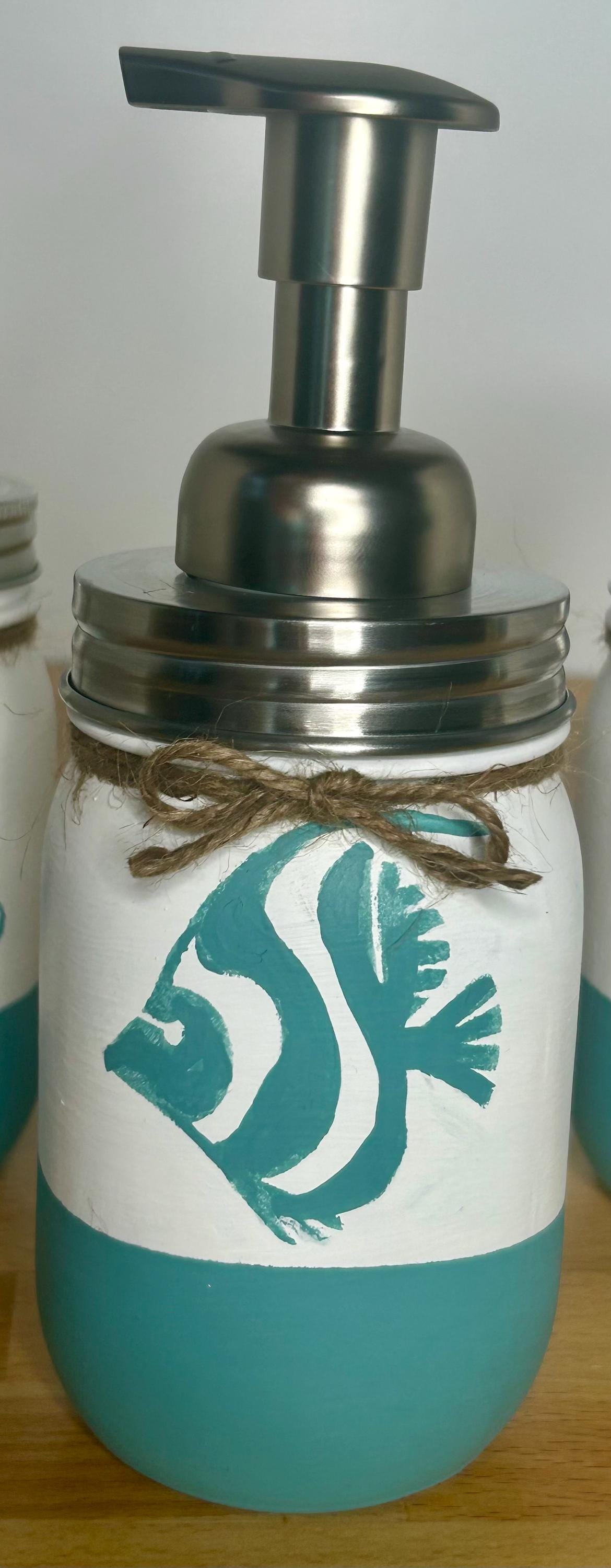 Ocean Mason Jar Bathroom Set / Ocean Bath Set / Painted Mason Jars