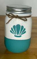 Ocean Mason Jar Bathroom Set / Ocean Bath Set / Painted Mason Jars