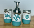 Ocean Mason Jar Bathroom Set / Ocean Bath Set / Painted Mason Jars