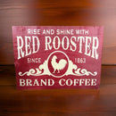 Rooster Coffee Wood Wall Sign