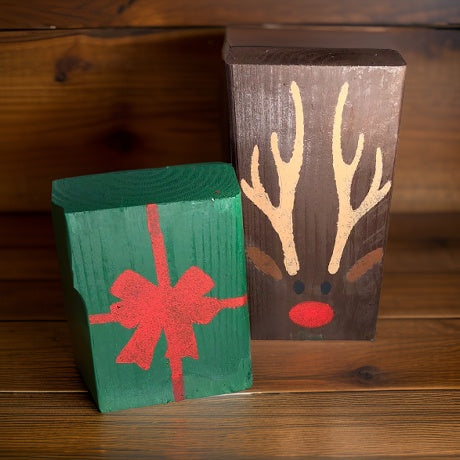 Christmas Santa Wood Shelf Blocks
