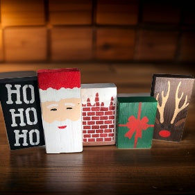 Christmas Santa Wood Shelf Blocks