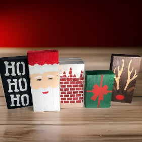 Christmas Santa Wood Shelf Blocks