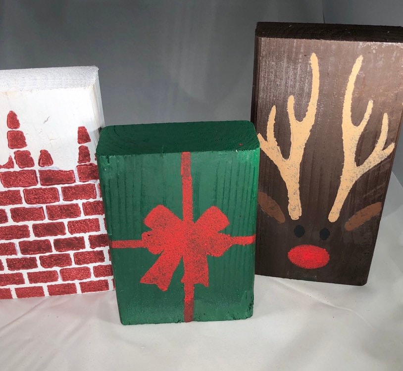Christmas Santa Wood Shelf Blocks