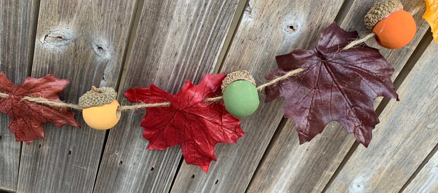 Fall Maple Leaf & Acorn Garland