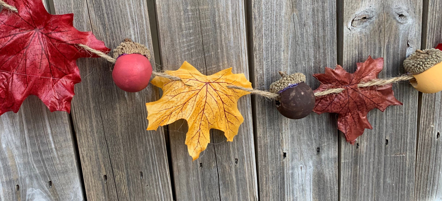 Fall Maple Leaf & Acorn Garland
