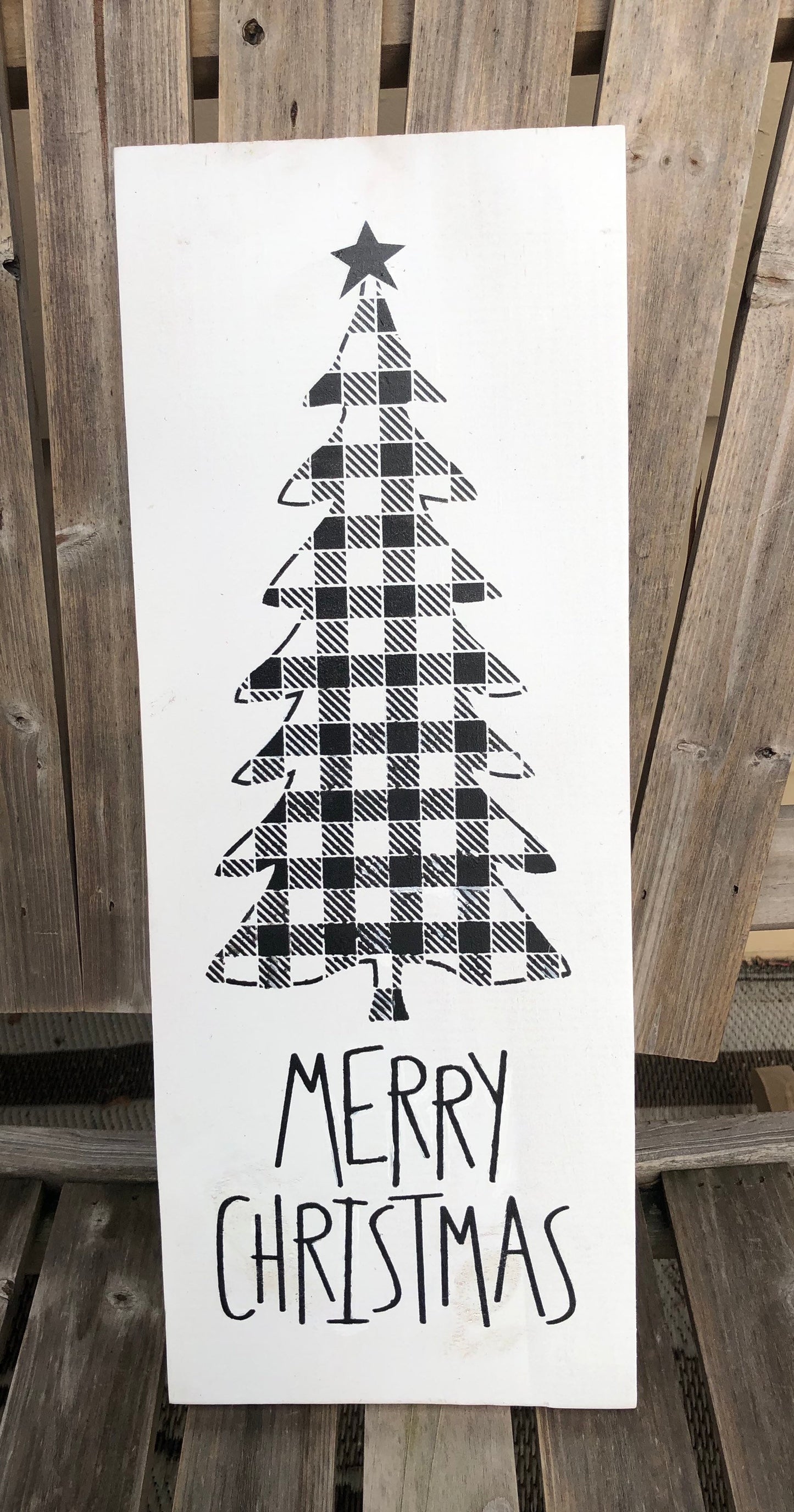 Buffalo Plaid Christmas Tree Sign