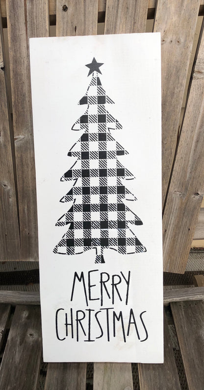 Buffalo Plaid Christmas Tree Sign