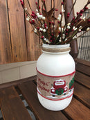 Vintage Truck & Christmas Tree Primitive Mason Jar