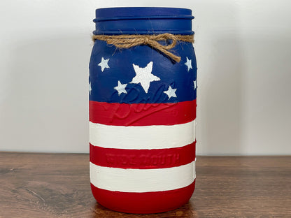 American Flag Mason Jar