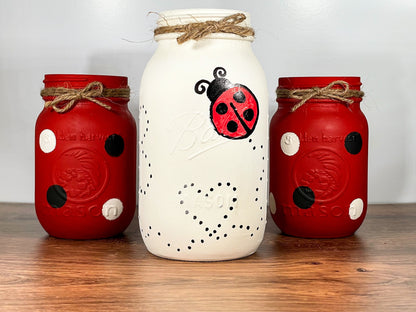 Ladybug Mason Jars
