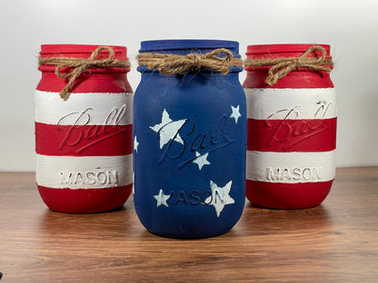 American Flag Mason Jars