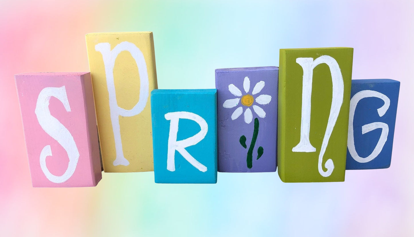 Spring Letter Wood Blocks