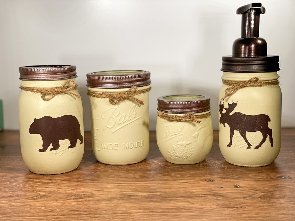 Bear & Moose Mason Jar Bathroom Set