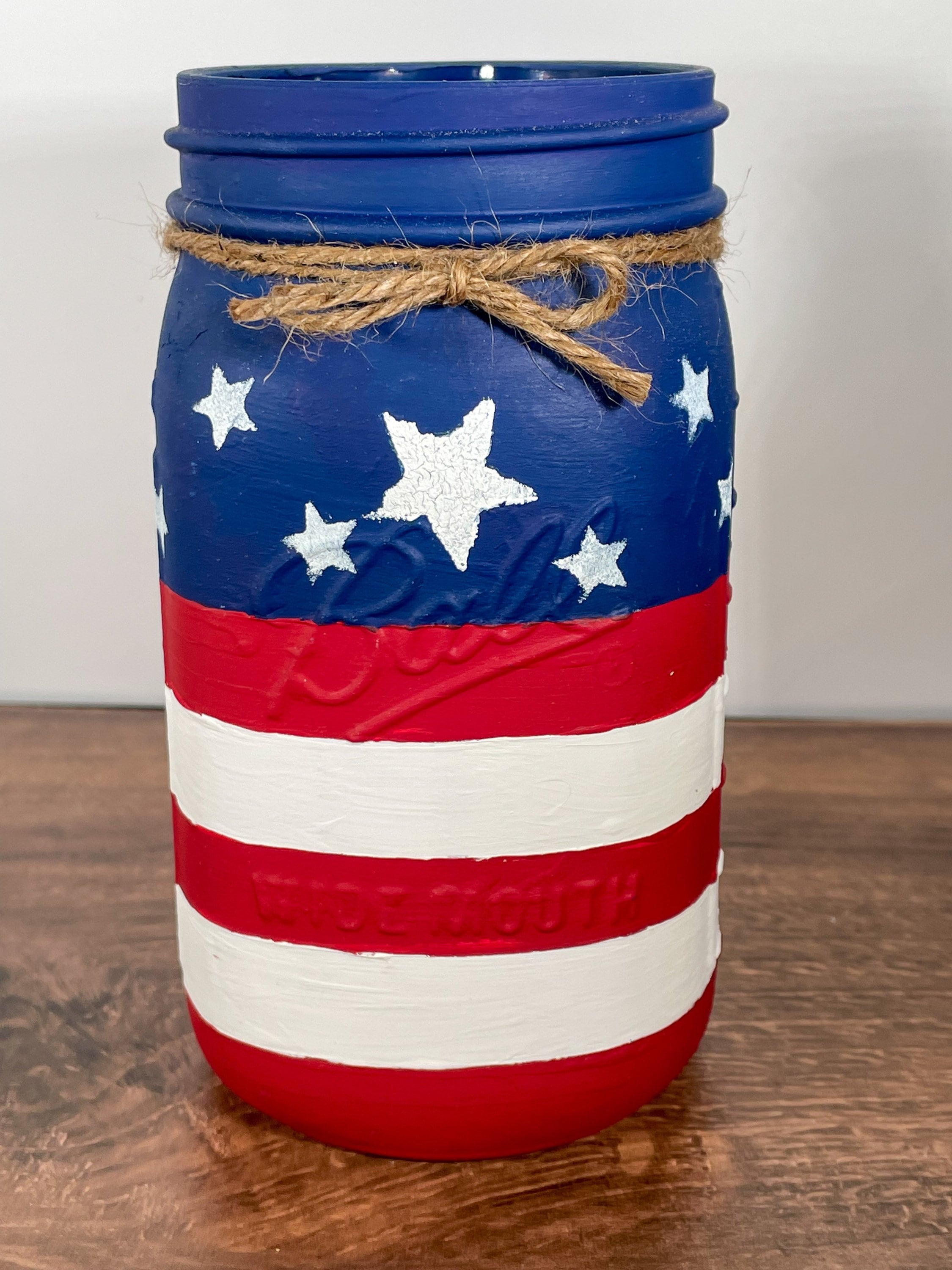 American Flag Mason Jar