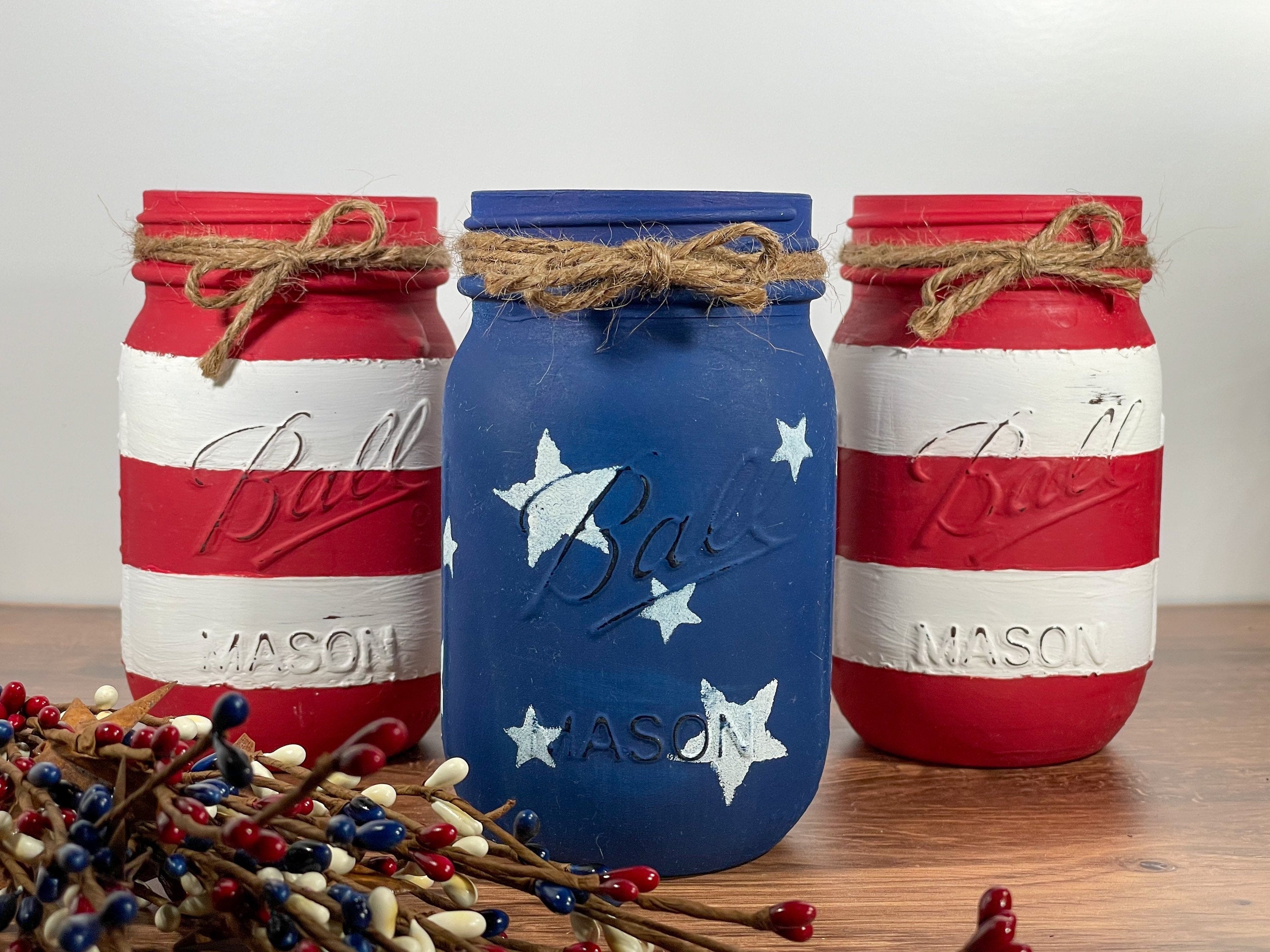 American Flag Mason Jars