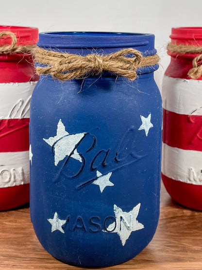 American Flag Mason Jars