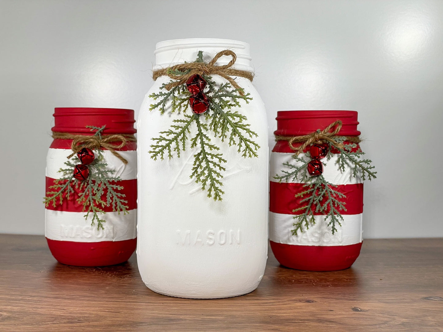 Christmas Candy Cane Mason Jars