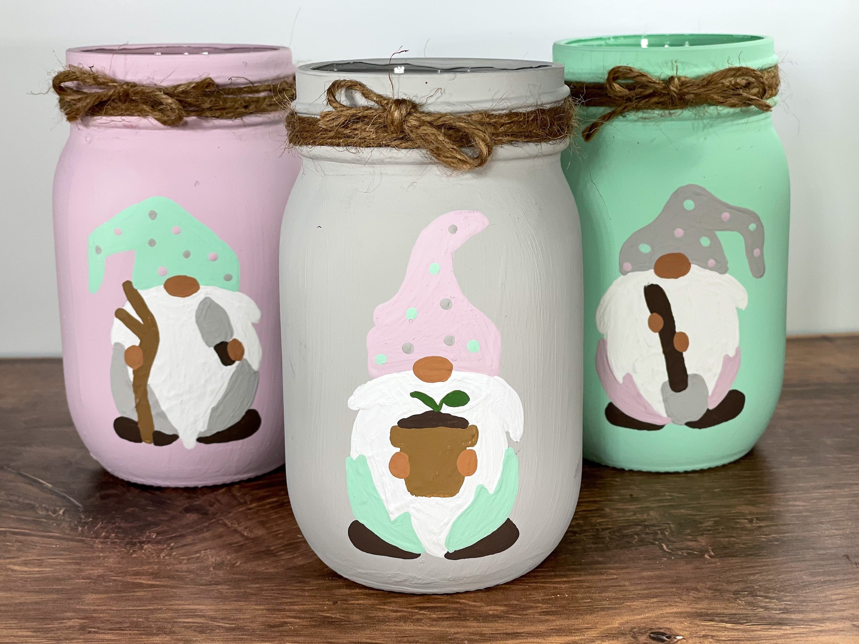 Gnome Spring Mason Jars