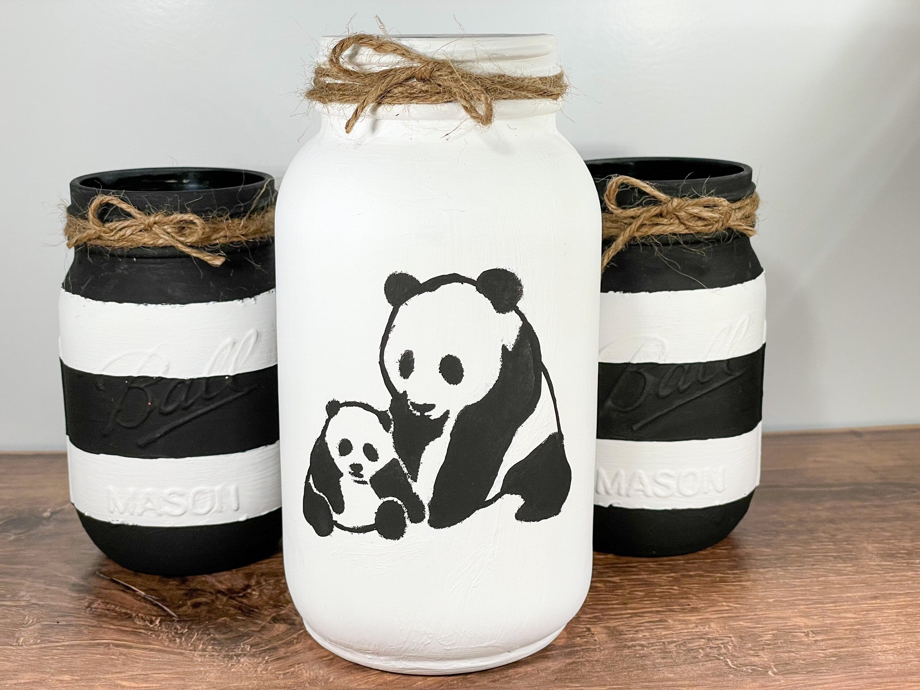 Panda Bear Mason Jars