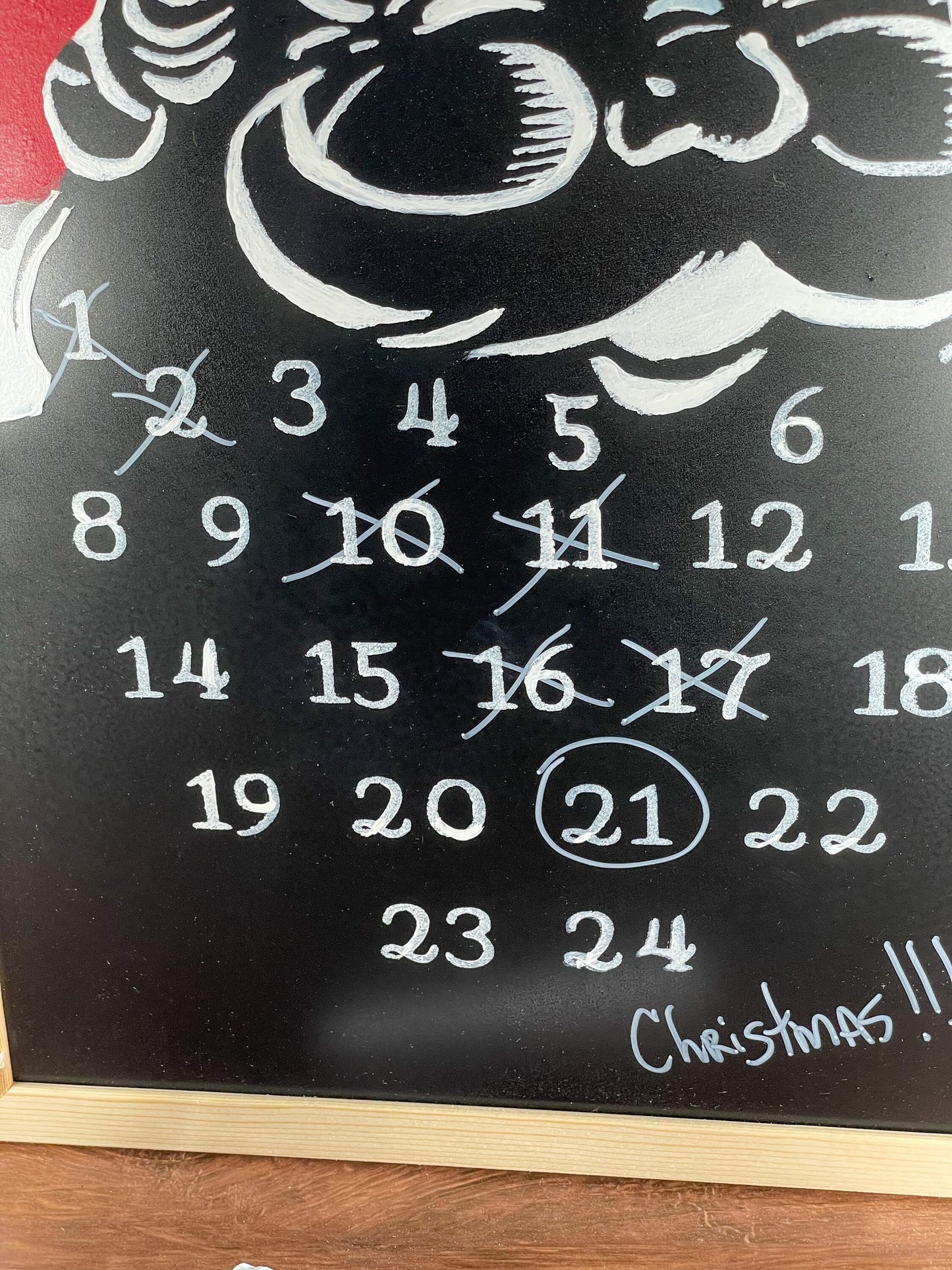 Santa Christmas Countdown Chalkboard Sign