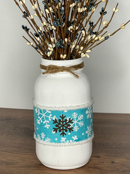 Snowflake Mason Primitive Jar