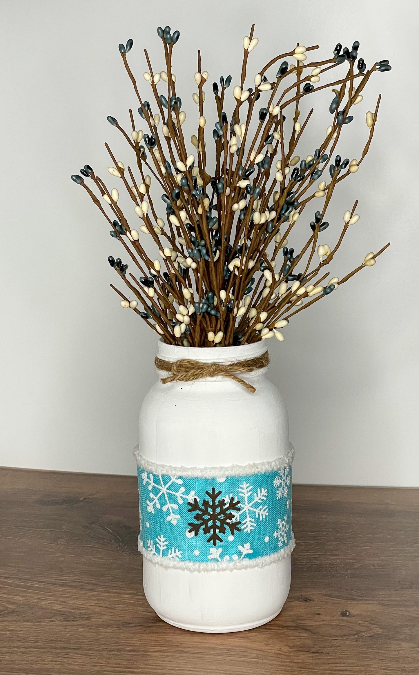 Snowflake Mason Primitive Jar