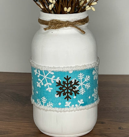 Snowflake Mason Primitive Jar