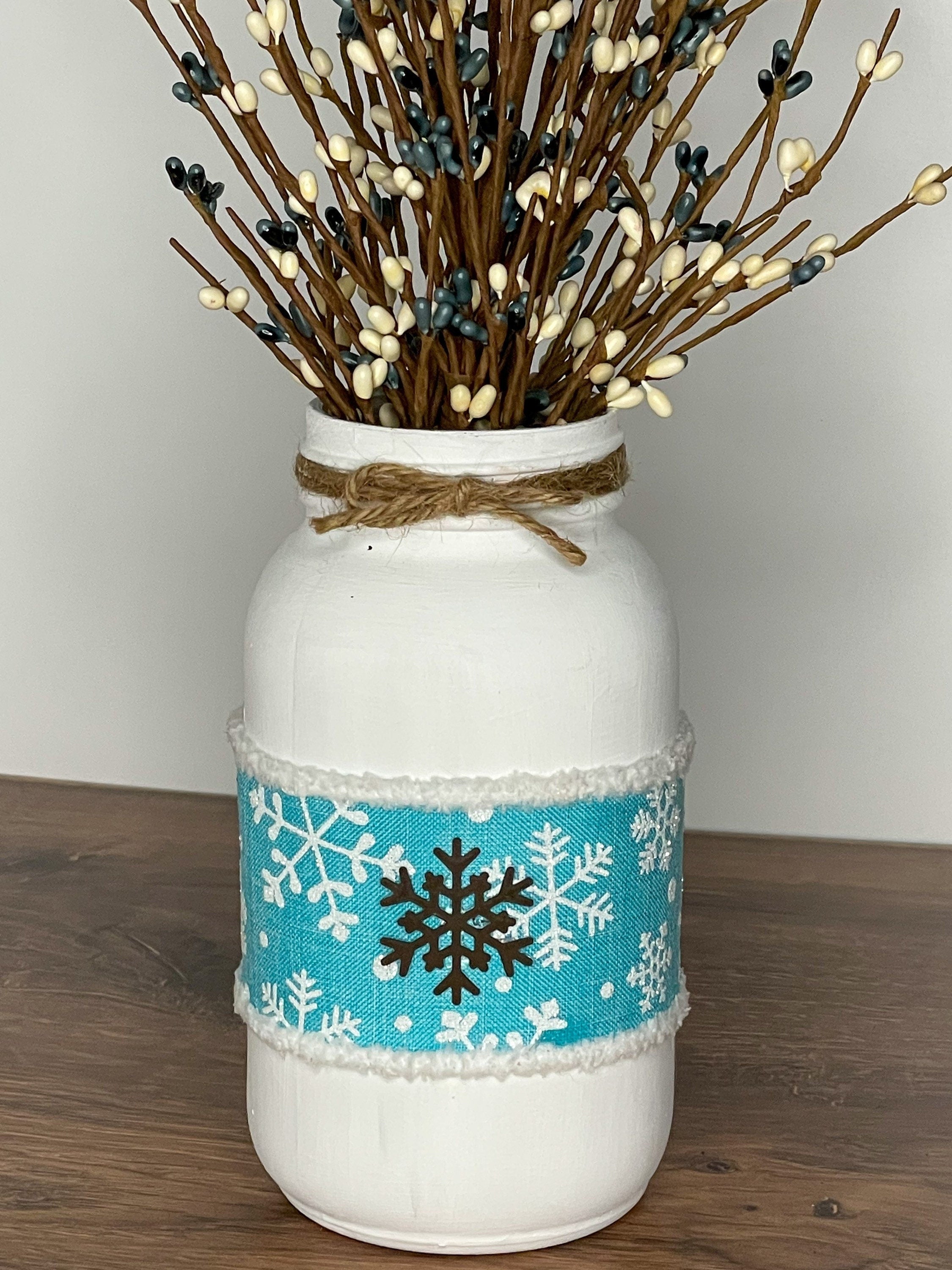 Snowflake Mason Primitive Jar