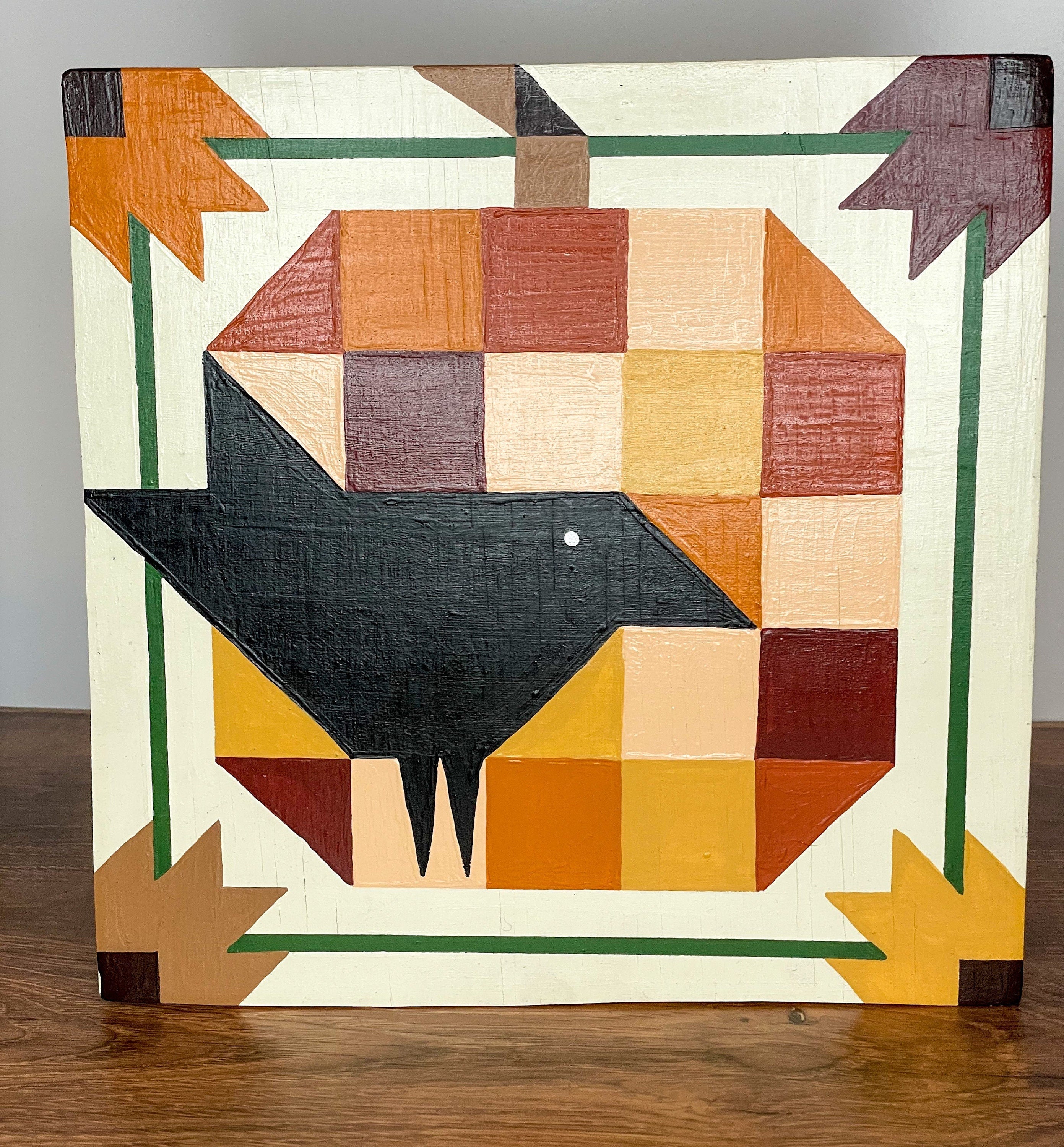 BARN QUILT Primitive Crow & Pumpkin