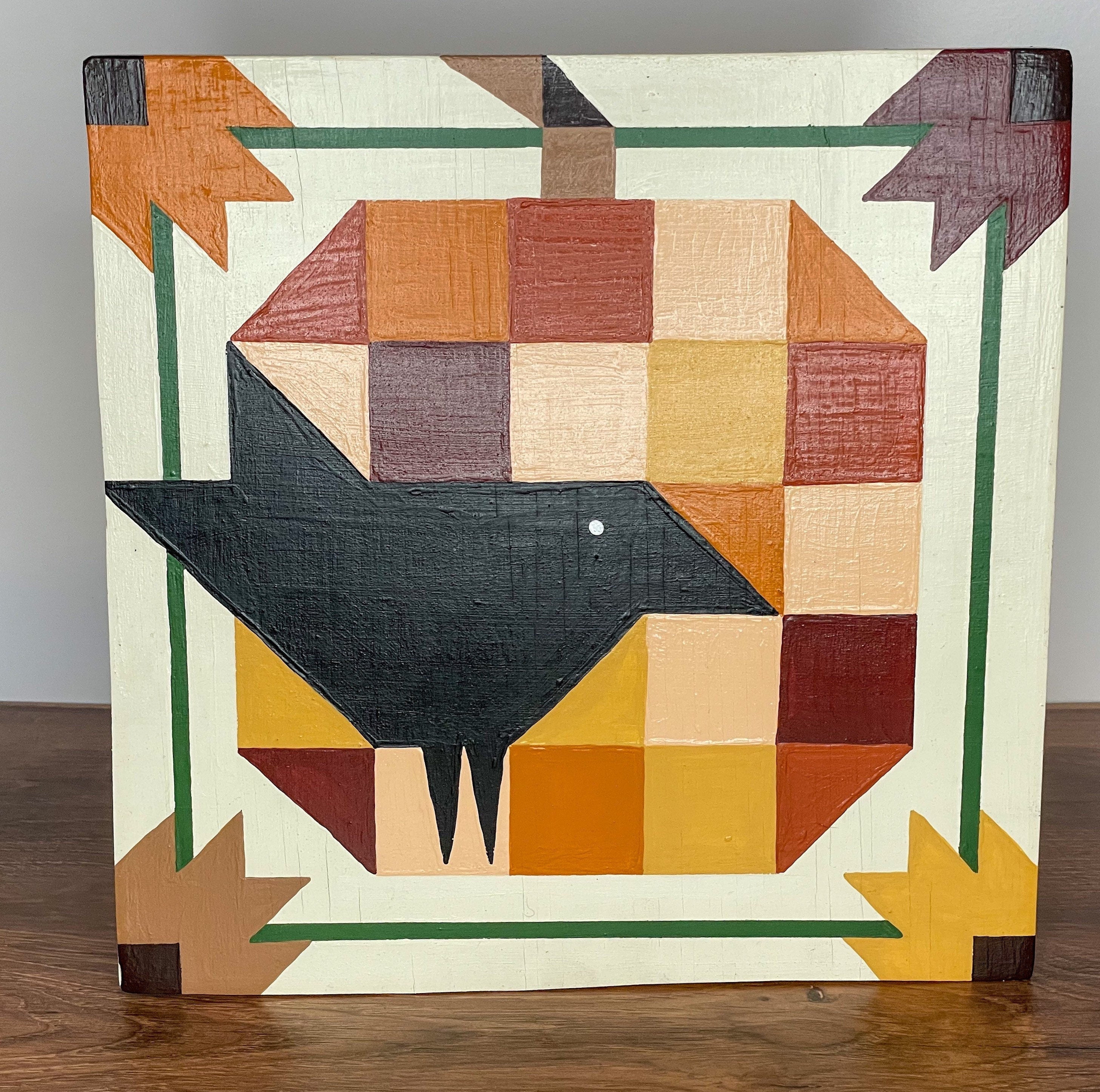 BARN QUILT Primitive Crow & Pumpkin