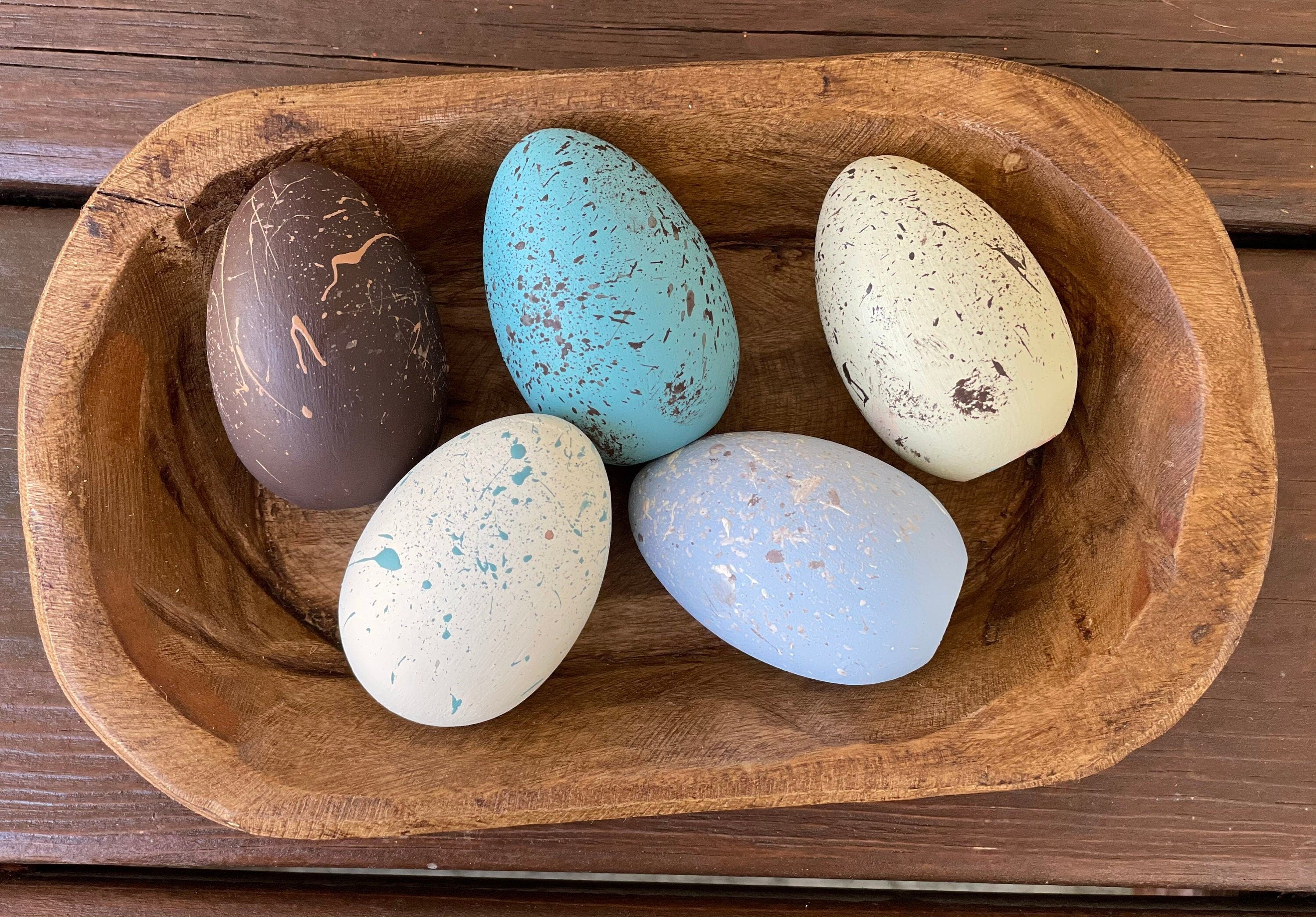 Painted Wooden Speckled Eggs