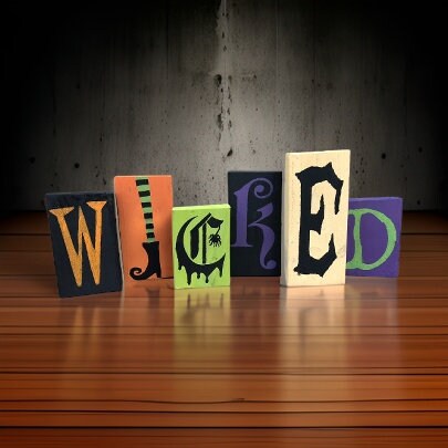 Wicked Halloween Wood Blocks