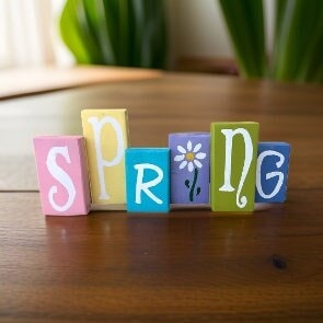 Spring Letter Wood Blocks