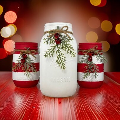 Christmas Candy Cane Mason Jars