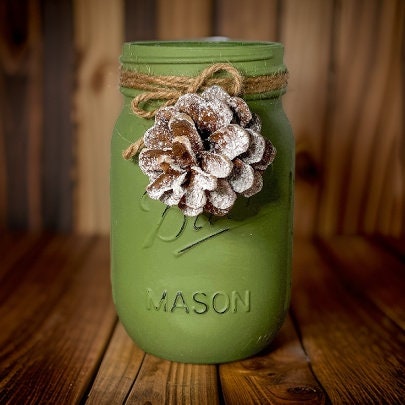 Christmas Pine Cone Mason Jars