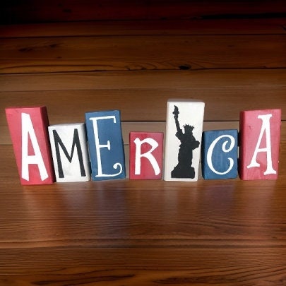 AMERICA Wood Letter Blocks