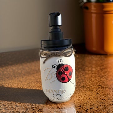 Bee & Ladybug Mason Jar Hand Soap Dispenser