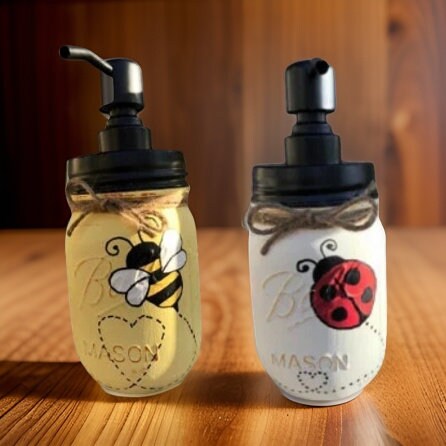 Bee & Ladybug Mason Jar Hand Soap Dispenser