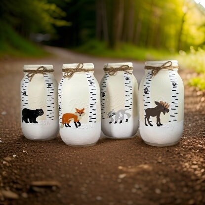 Woodland Animal Mason Jar Set