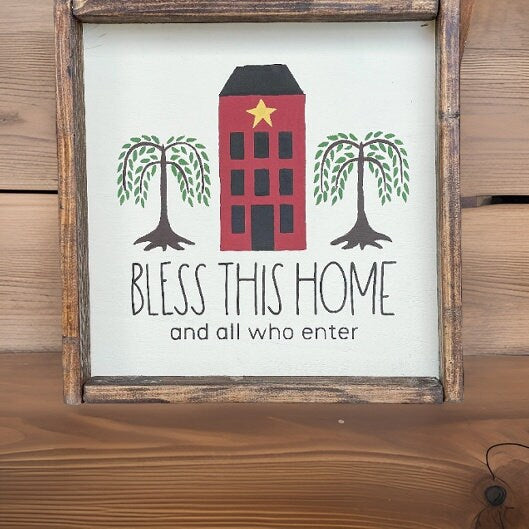Primitive Bless this House Sign